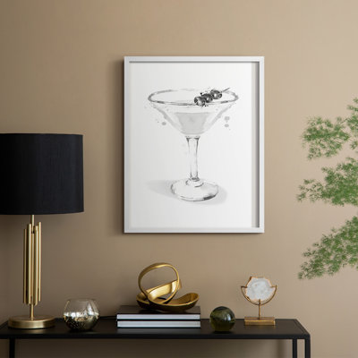 Dressed in White Martini Framed Print - Solid Wood