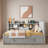 Upholstered Daybed With Trundle, Storage Shelves, Usb & Outlet And Vertical Striped Design-1239072187