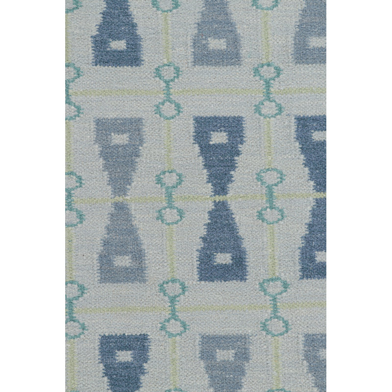 Rug & Kilim’S Scandinavian Style Rug In Blue Tones With Hourglass Patterns