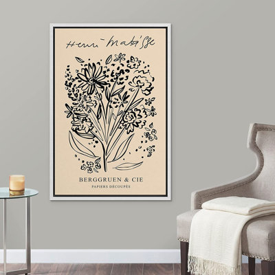 SIGNLEADER Framed Canvas Print Wall Art Flower Garden Sketch By Henri Matisse Classic Vintage Illustrations Fine Art Decorative Retro Multicolor Boho For Living Room, Bedroom, Office