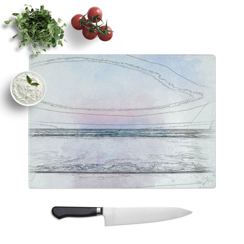 Tempered Glass Luz Beach in Portugal Chopping Board, 28.5 cm x 39 cm