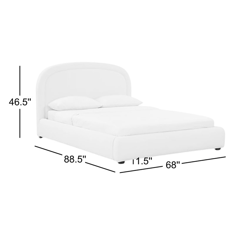 Grand lit Platon en chenille blanc polaire