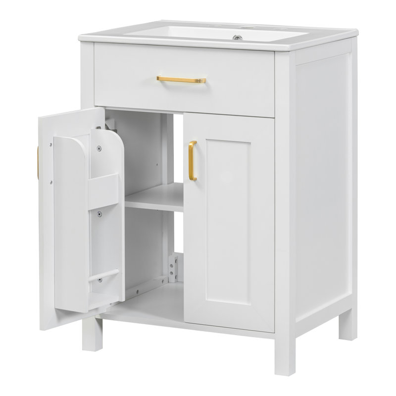 Meuble-lavabo simple 24,2 po avec plateau en céramique Friedy