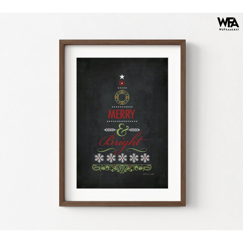 Merry And Bright, H 40 po x l 30 po, Reproduction encadrée avec passe-partout, Brun