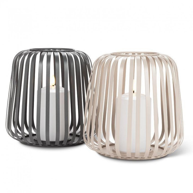 Grande lanterne cage avec lanterne à DEL, Gris, blanc, H 6,50 po x l 7,50 po x P 7,50 po