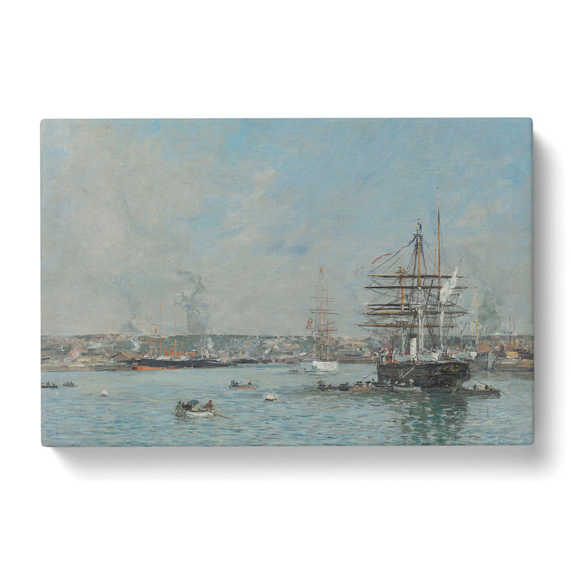 Ship In Le Havre by Eugene Boudin - Wrapped Canvas Painting, 40cm H x 60cm W x 3cm D