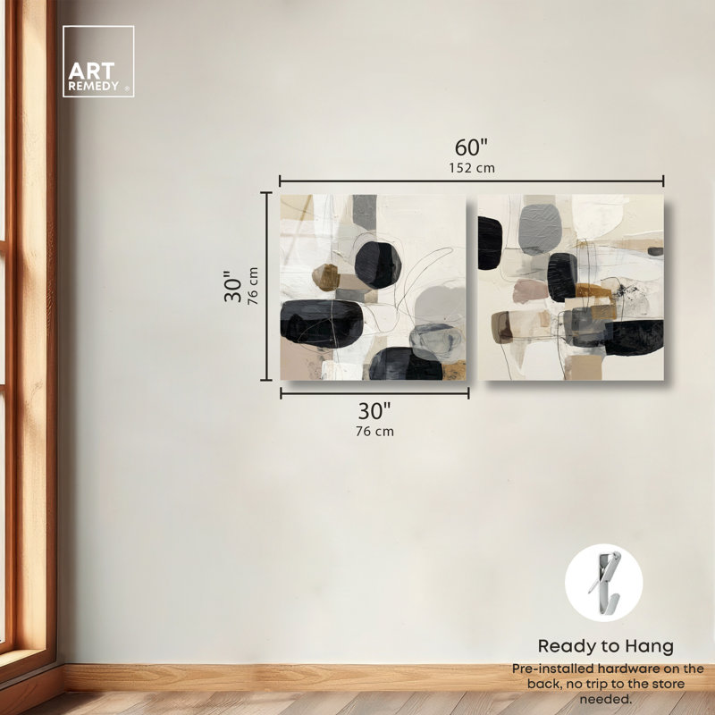 «Pebble Path Duo», ensemble de décorations murales Boho par Art Remedy, prêt à accrocher, 30 x 30, H 30 po x l 30 po