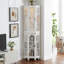 Armoire de coin avec éclairage et 4 tablettes réglables en verre trempé blanc-462437818