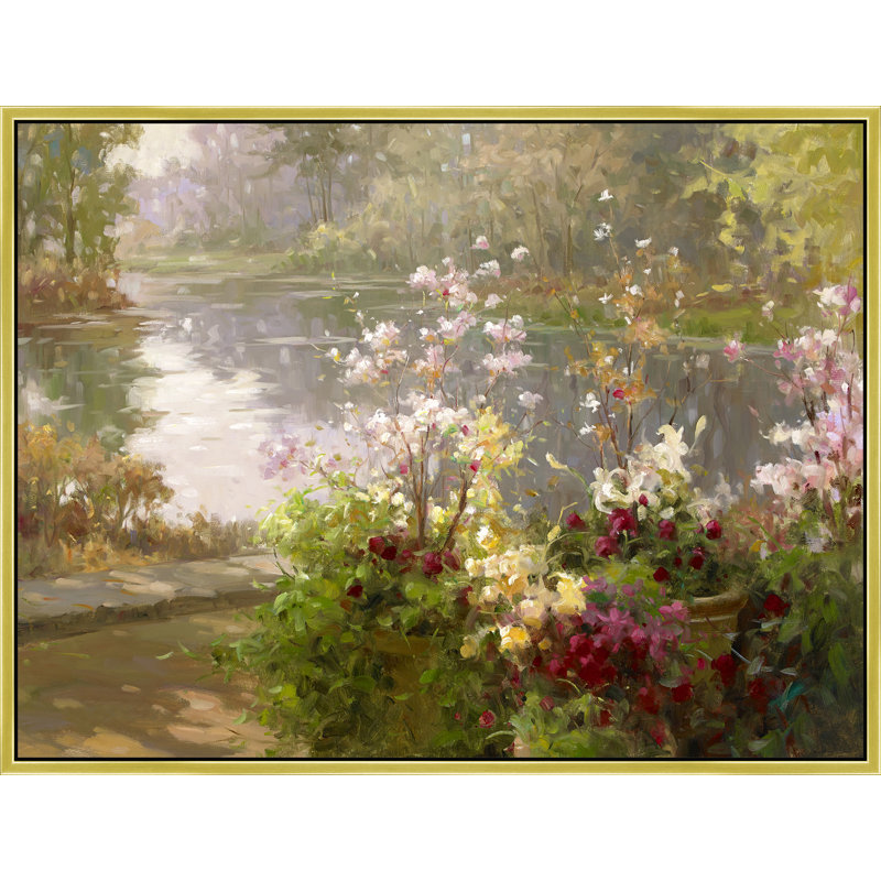 Riverside Blossoms Print, 50" H x 74" W, Gold