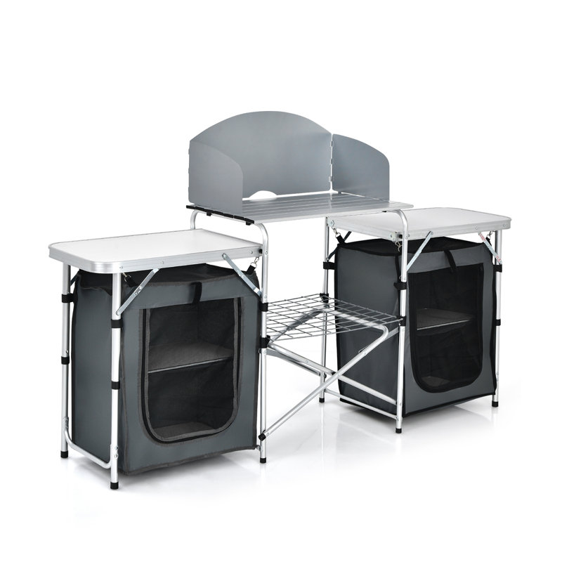 Rectangular Aluminum Outdoor Folding Camping Table, Gray, Gray