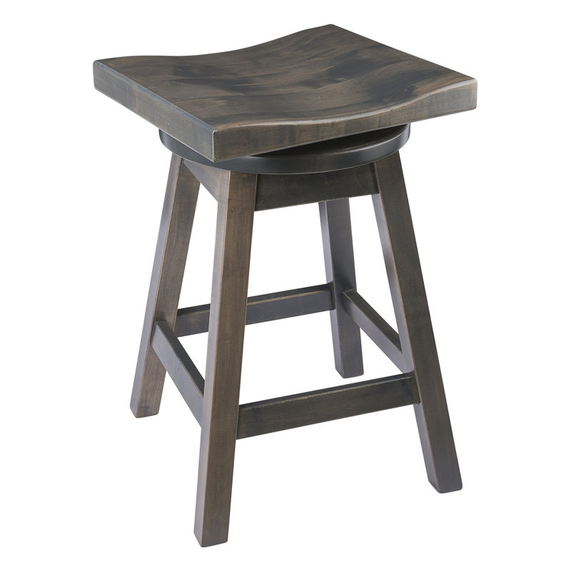 Burnside Swivel Solid Wood Counter Stool, Antique Slate