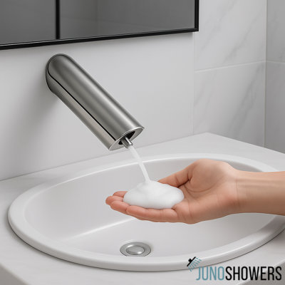 Juno Showers Rio Commercial Brushed Nickel Brass Wall Mount Automatic Sensor Liquid Soap Dispenser