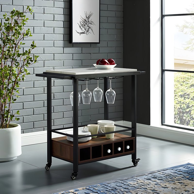 Serving Cart, White Marble