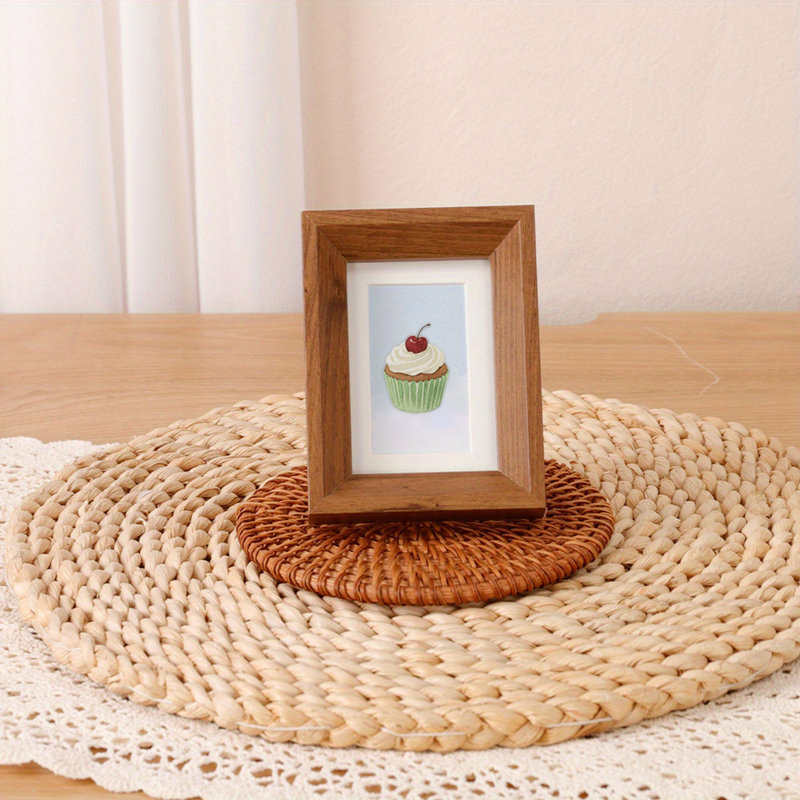 Mini cadre photo 3 pouces - Bois aggloméré avec placage et couvercle en verre véritable
