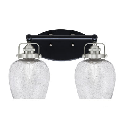 Barre d'éclairage de salle de bain 2 lumières avec verre à bulles 6 "Easton
