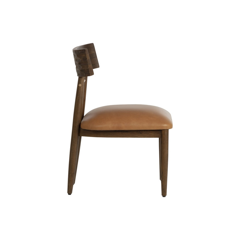 Florian Upholstered Dining Chair, Tan Leather, Chocolate