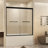 56-60" W × 60" H Tempered Glass With Explosion Proof Film, Aluminum Frame Double Sliding Shower Door, "1/4 (6 Mm), Stainless Steel Handle