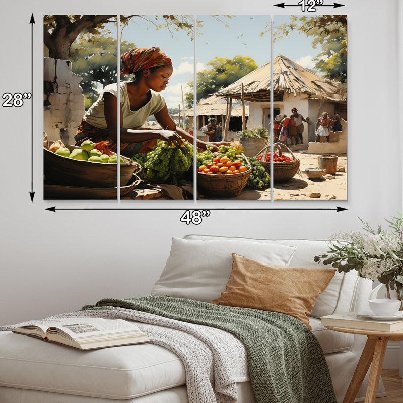 Cybil - décoration murale africaine - 4 panneaux
