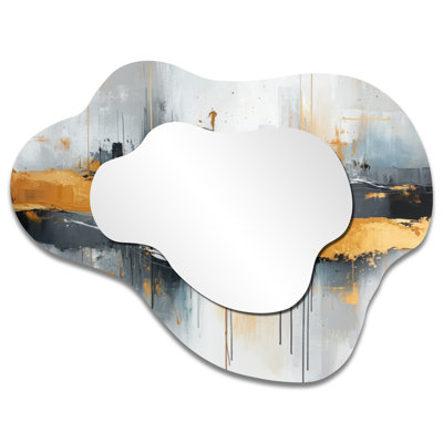 Bold Minimalism Cityscape Horizon I - Cityscape Irregular Asymmetrical Mirror, Industrial Wall Mirror, Printed on Metal