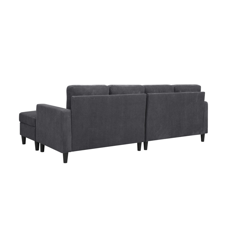 Canapé modulaire rembourré Cordory avec 2 repose-pieds Cordory, Corduroy - Dark Gray