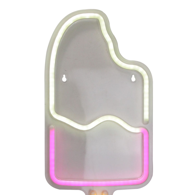Enseigne murale 17,75 "néon rose et blanc style Popsicle