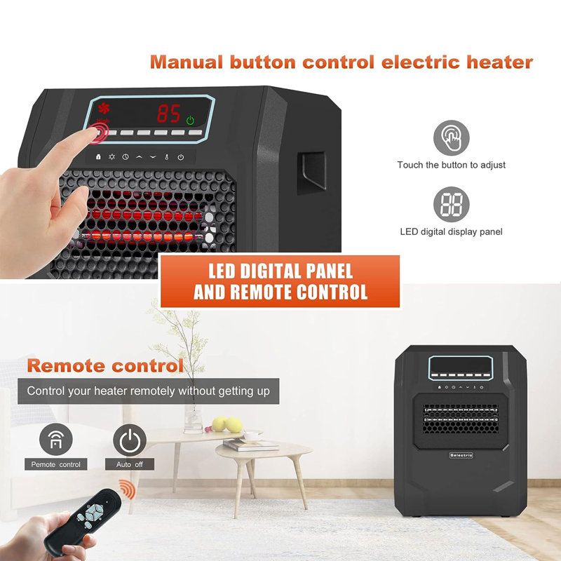 VOLTORB 1000 BTU Electric Compact Space Heater with Adjustable Thermostat , Remote Included