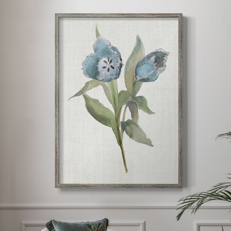 «Blue Tulip Picks I», reproduction encadrée - bois massif 47862, H 21 po x l 17 po
