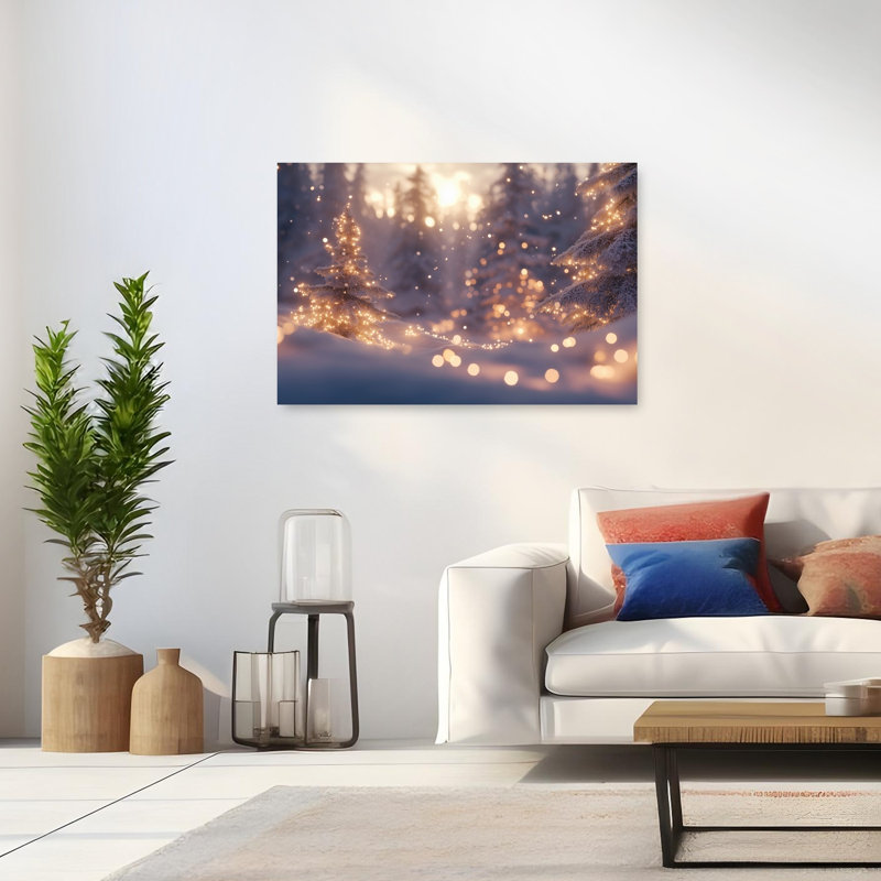 «Winter Trees Ethereal Peaceful Serene Forest Nature», reproduction d'art murale, H 32 po x l 48 po