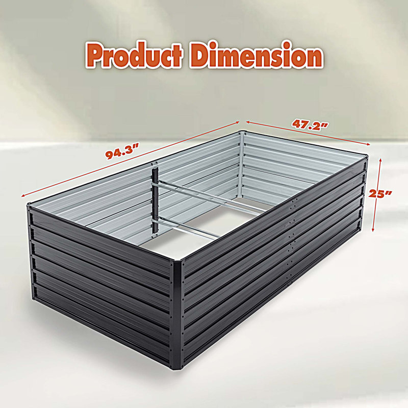 6x3x2 FT Metal Raised Garden Bed Outdoor Reinforced Galvanized Rustproof Colored Steel Planter Boxes for Vegetables, Raised Beds for Growing Flowers Herbs Succulents, Safe and stable