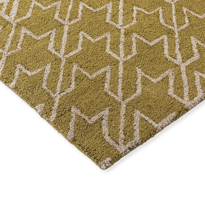 Houndstooth Area Rug in Mustard/Gray, Rectangle 8'2" x 11'6"