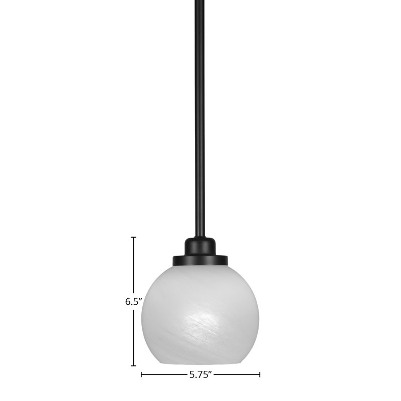 Odyssey 1-Light Mini Pendant, Matte Black, White