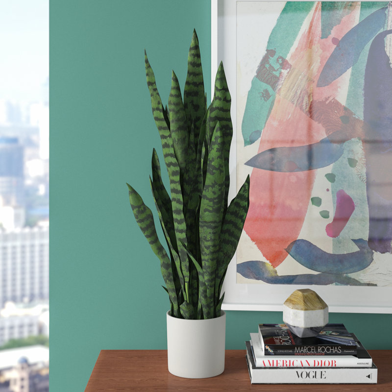 Plante de serpent artificielle Sansevieria en pot, Grand
