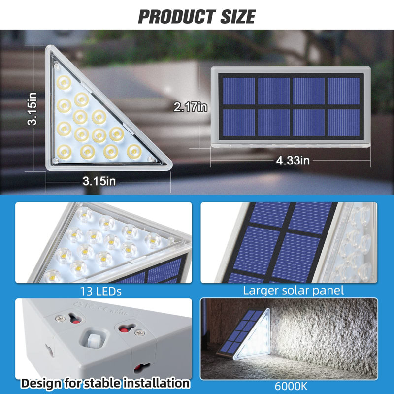 Marchepieds solaires pour l'extérieur, paquet de 6, Lumière blanc froid
