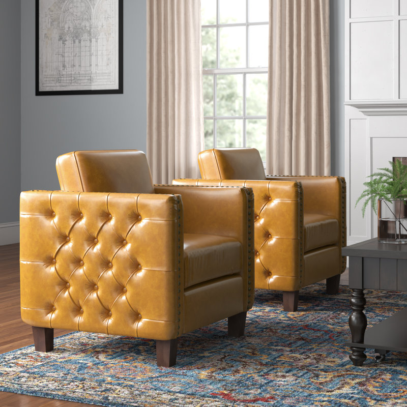 Osbaldo Upholstered Club Chair, Camel Polyurethane
