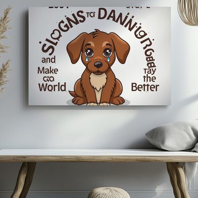 Reproduction d'art sur toile, "Un chiot brun triste aux grands yeux scintillants débordant de larmes"