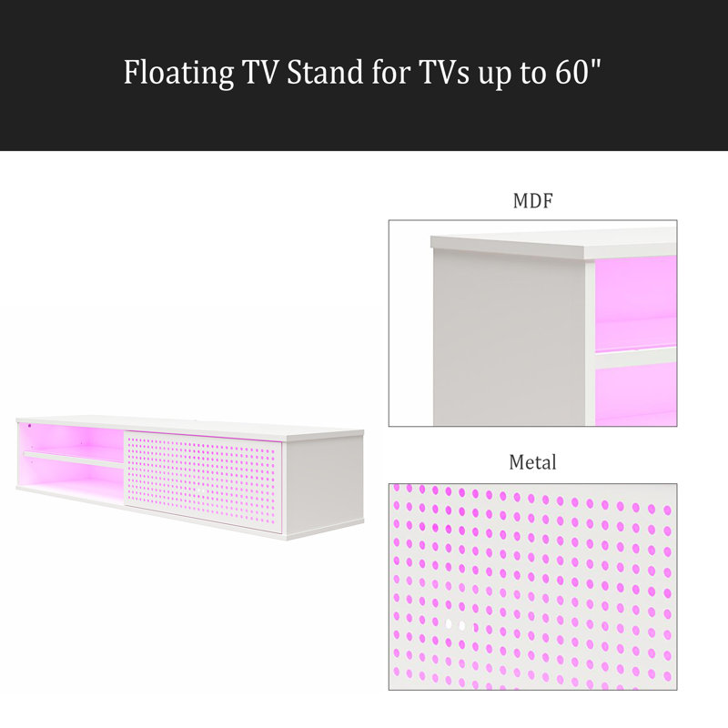 Meuble télé flottant pour téléviseur de 60 po ou moins