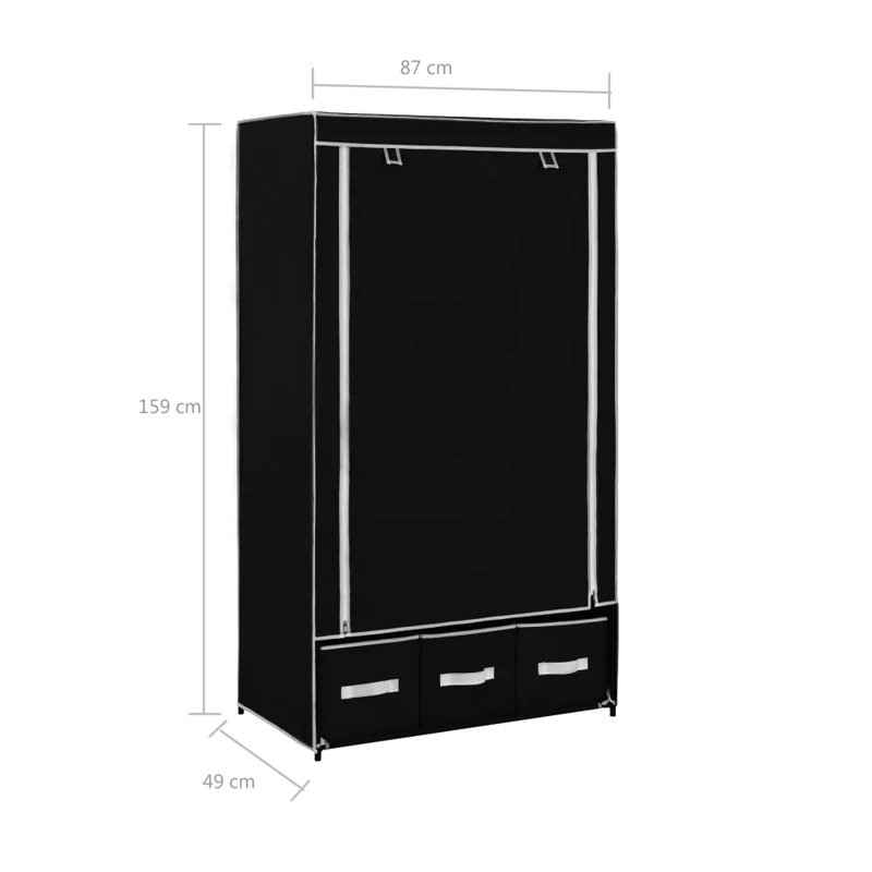 Alrik Steel Wardrobe, Black