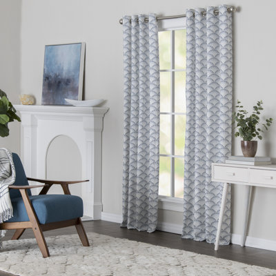 Sushil 100% Cotton Light-Filtering Printed Shell Curtain Panel With Grommet Top
