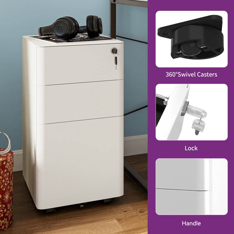 3 Drawer Filing Cabinet, White