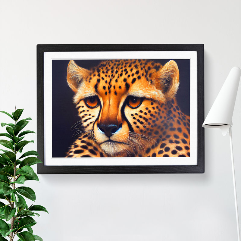 Stunning Cheetah - Single Picture Frame Print, Black, 25cm H x 34cm W x 2cm D