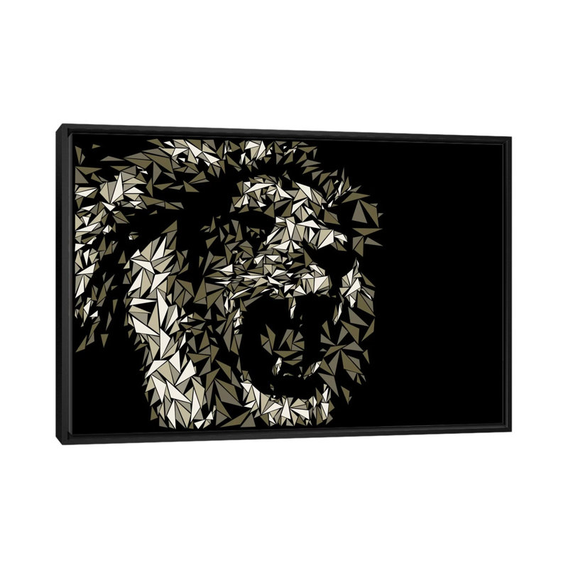 « lion », impression sur toile, H 18 po x l 26 po x P 1,5 po, Toile avec cadre noir