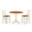 L'ensemble de table de salle à manger 3 pièces à hauteur de comptoir comprend une table ronde en bois avec piédestal et 2 chaises de cuisine, babeurre et cerise-172578311-217726953