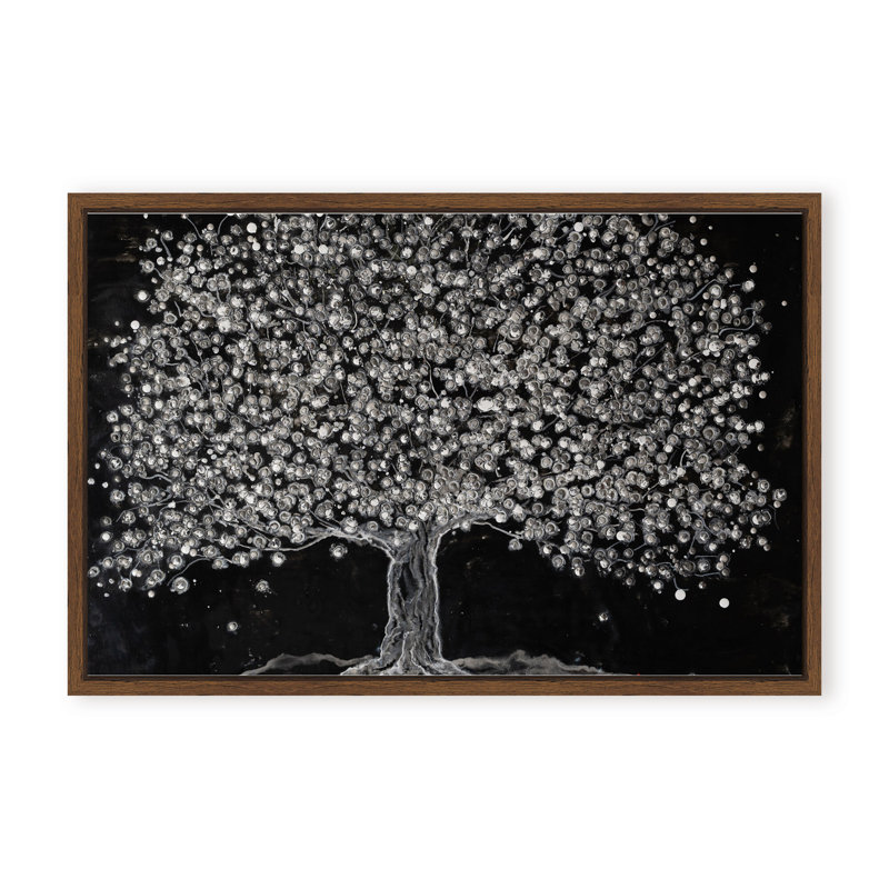 Nature Inspired "Celestial Bloom" Canvas Wall Art By , 30" H x 40" W, Framed Print, White