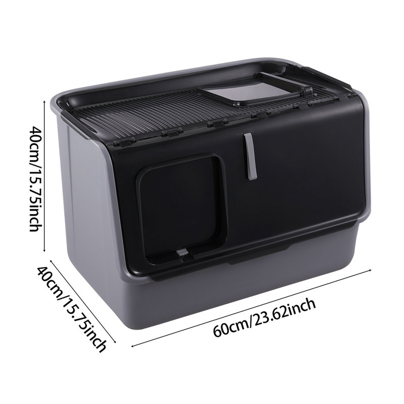 Boulmane PP Litter Box with Scoop, Black/Grey