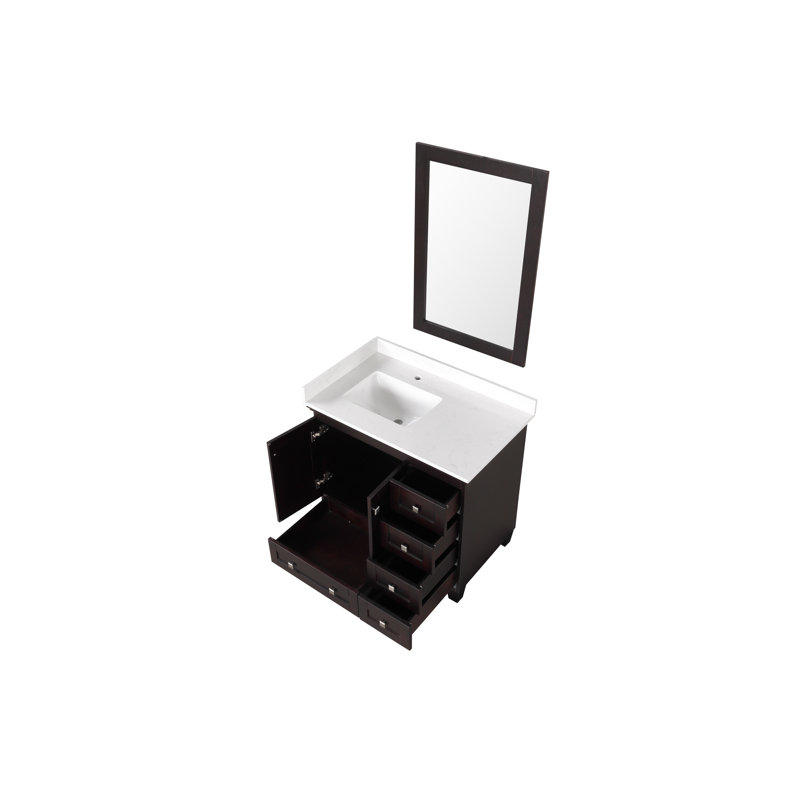 36" Single Sink Bathroom Vanity-Brown,With Mirror