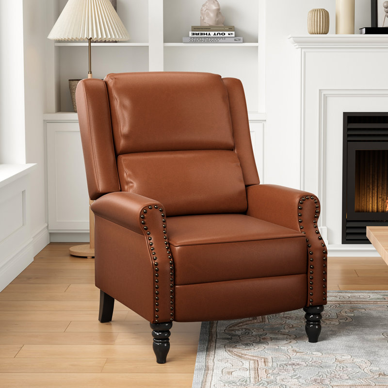 Cuerdas Faux Leather Recliner, Brown Faux Leather