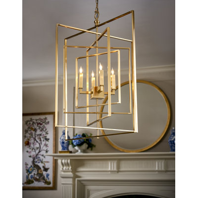 Lustre carré / rectangulaire à 4 lumières de style bougie