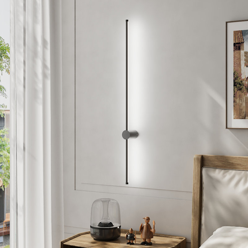 Wall Sconce, 100cm H x 6cm W x 9.7cm D, Black, 372 Lumens