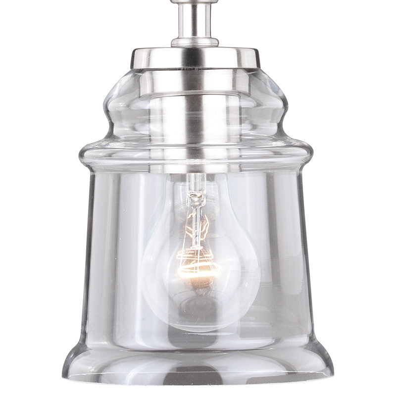 Luminaire suspendu en forme de cloche à 1 lumière Akini, Nickel satiné