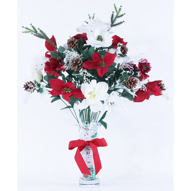 Bouquet de houx, poinsettia, tige et jets